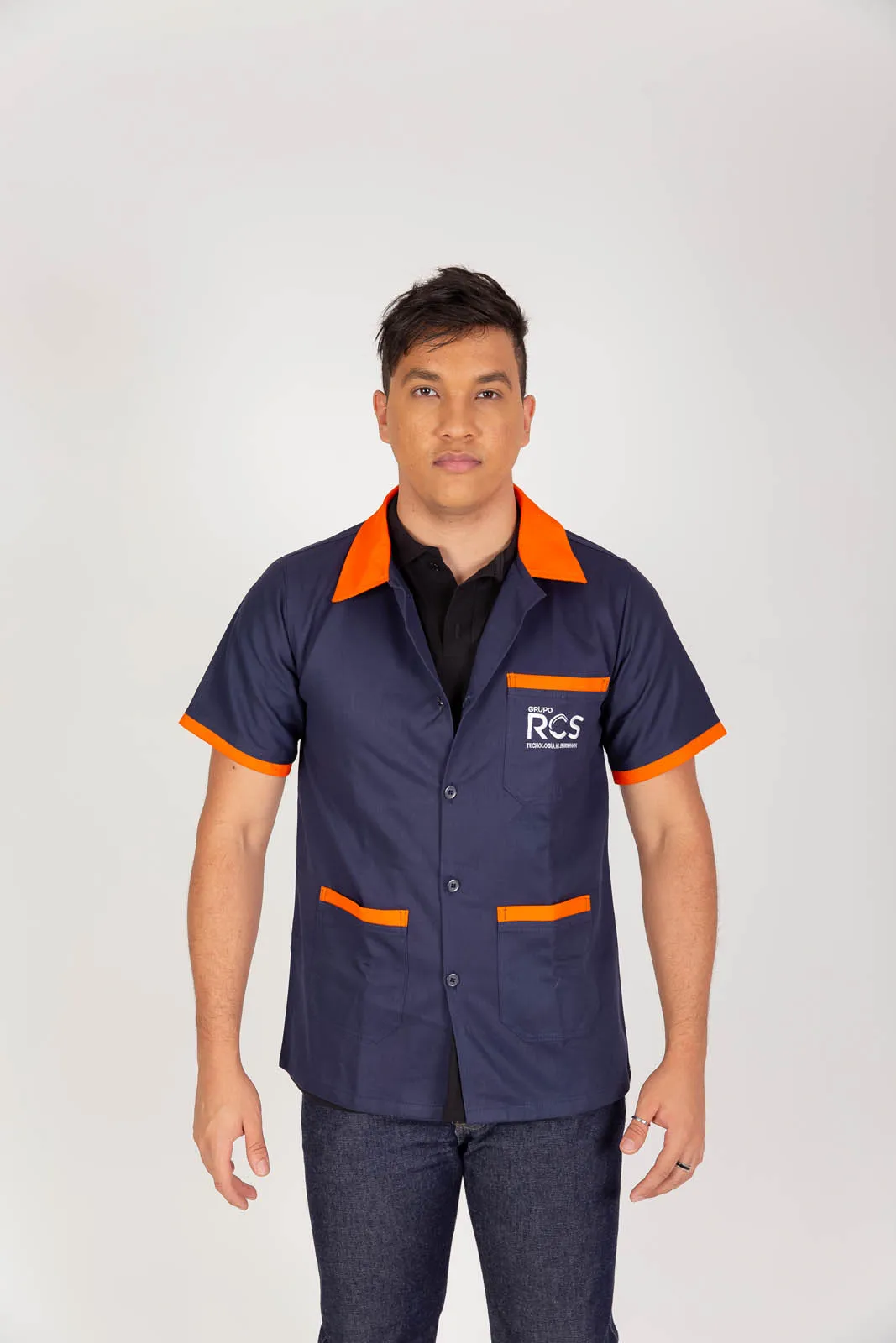 Jaleco operacional em brim para linha de produção e manutenção industrial